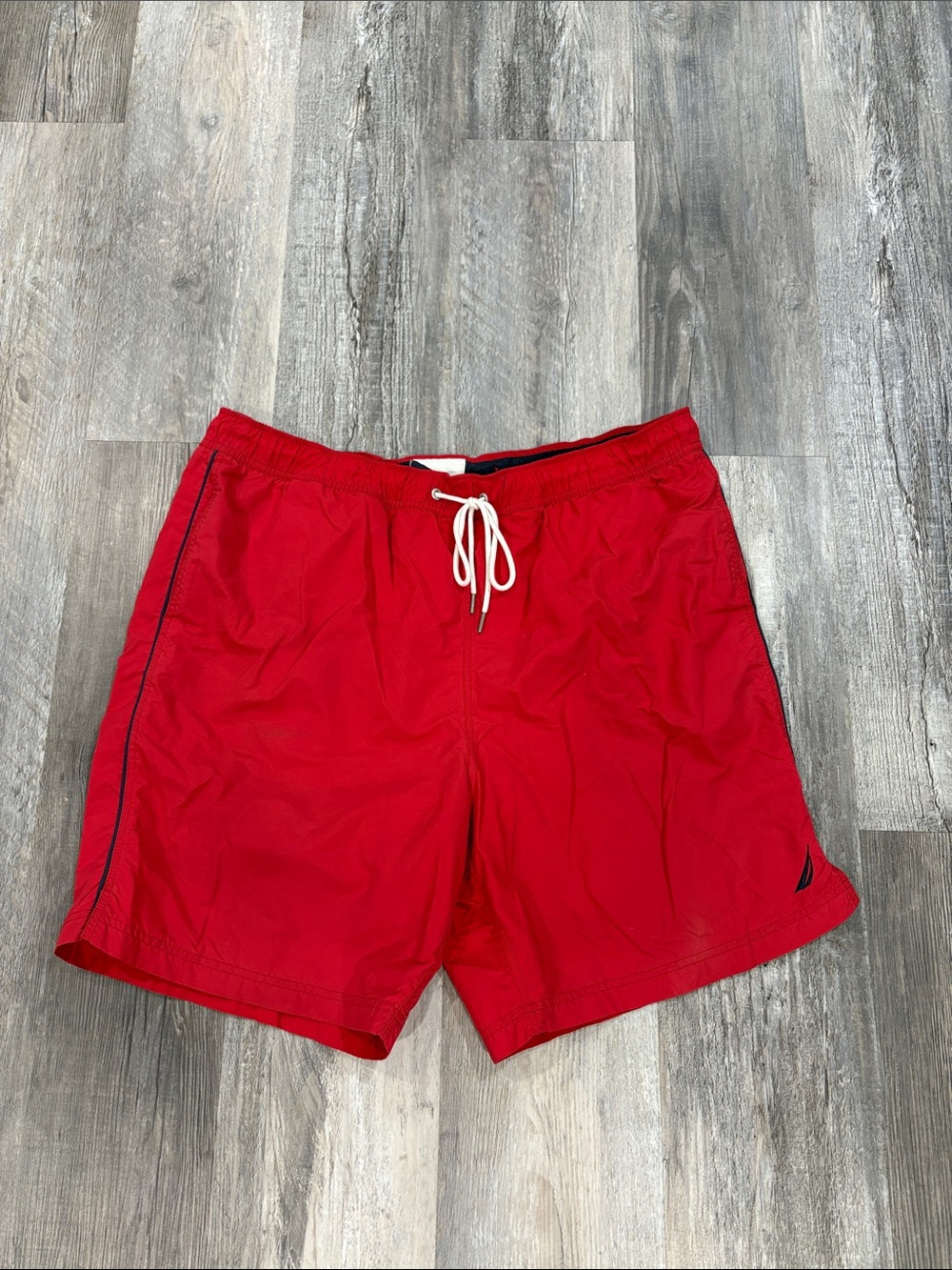 Nautica Red Men's Swim Trunks with Drawstring Waist
